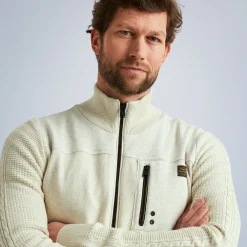 PME Legend Tops*Cardigan In A Material Mix Beige