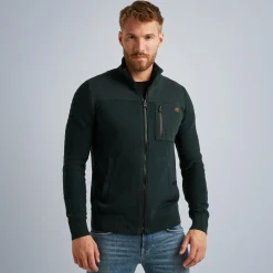 PME Legend Tops*Cardigan In A Material Mix Green