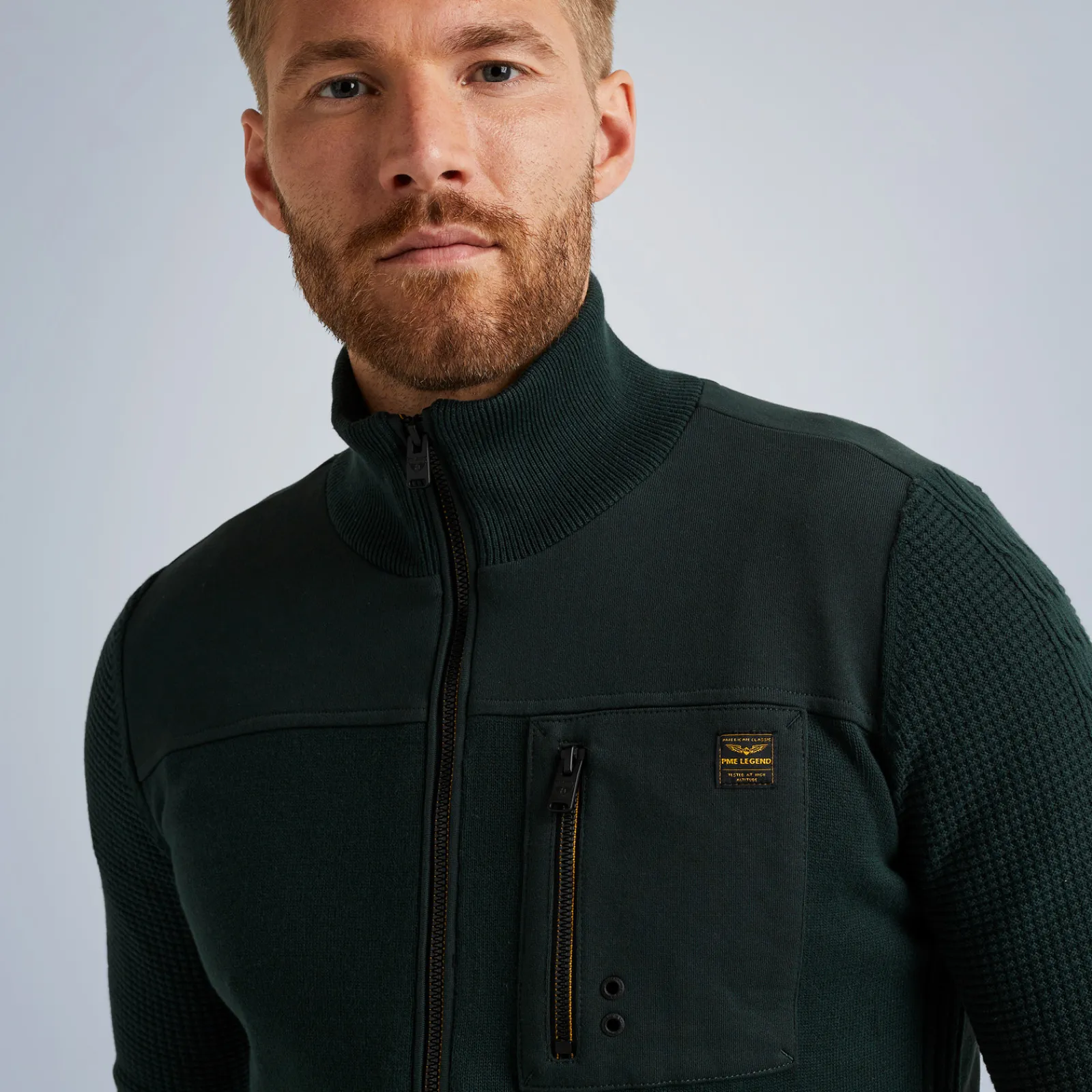 PME Legend Tops*Cardigan In A Material Mix Green