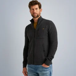 PME Legend Tops*Cardigan In A Material Mix Grey