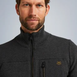 PME Legend Tops*Cardigan In A Material Mix Grey