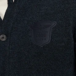 PME Legend Tops*Cardigan In Wool Blend Blue