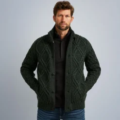 PME Legend Tops*Cardigan In Wool Blend Green