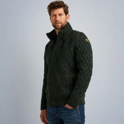 PME Legend Tops*Cardigan In Wool Blend Green