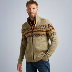 PME Legend Tops*Cardigan With Fair Isle Pattern Brown