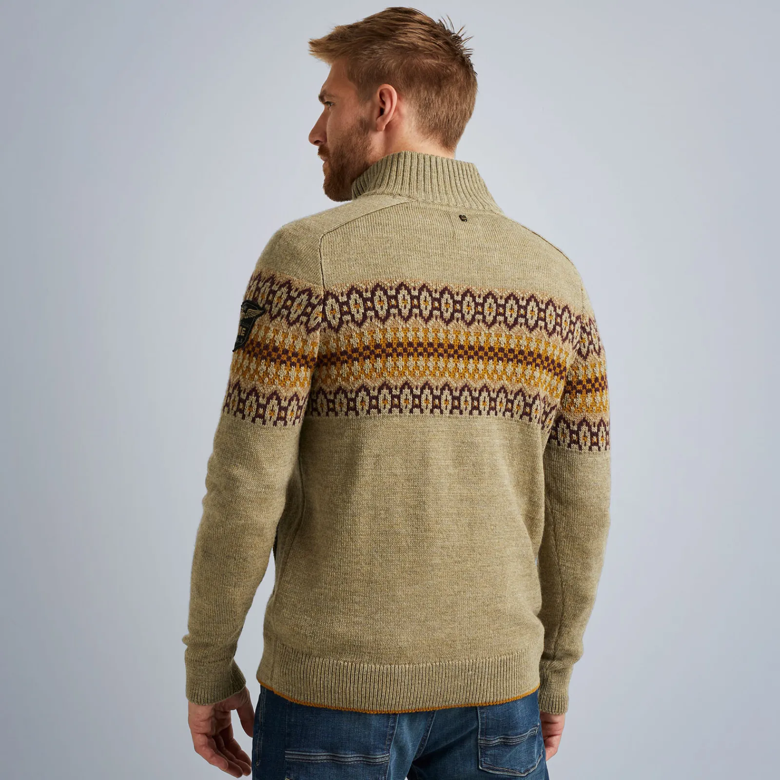 PME Legend Tops*Cardigan With Fair Isle Pattern Brown