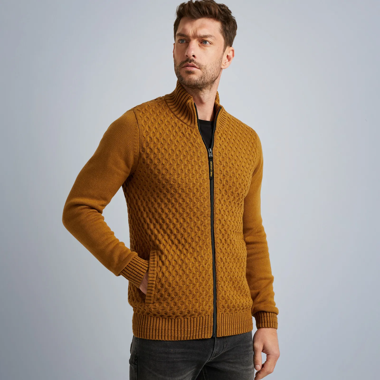 PME Legend Tops*Cardigan With Zipper Closure Brown