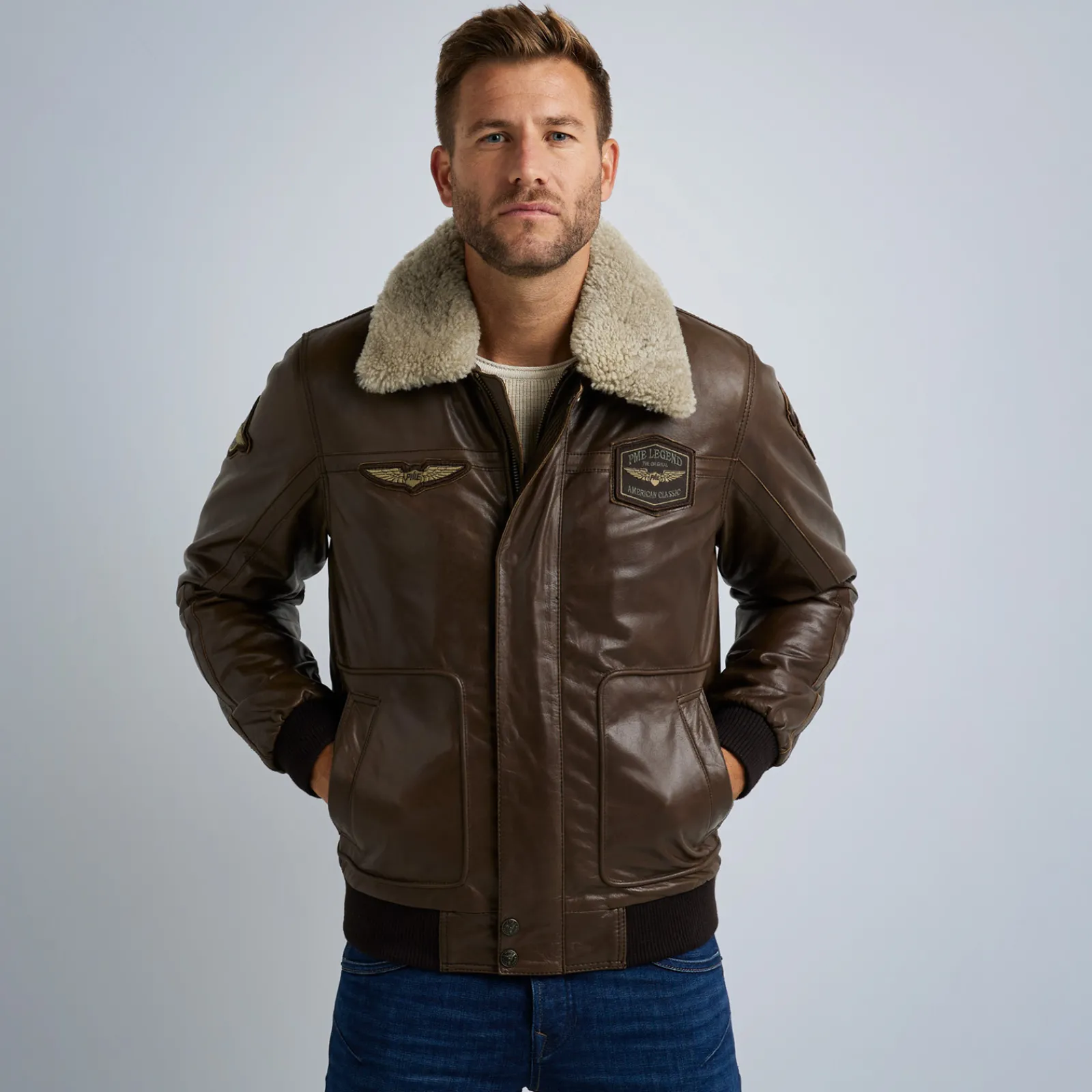 PME Legend Jackets*Hudson Leather Jacket Brown