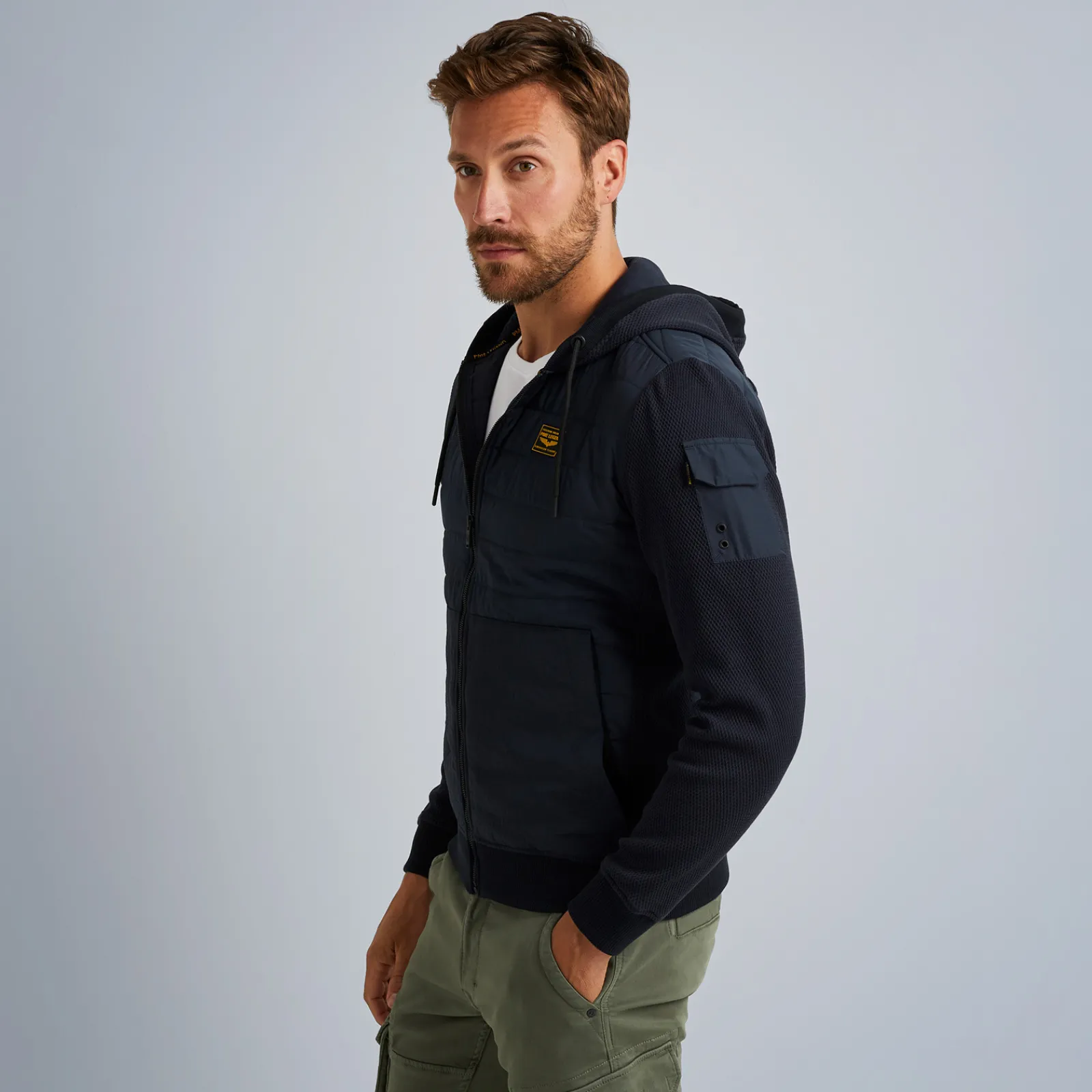 PME Legend Tops*Hybrid Jacket In A Material Mix Blue