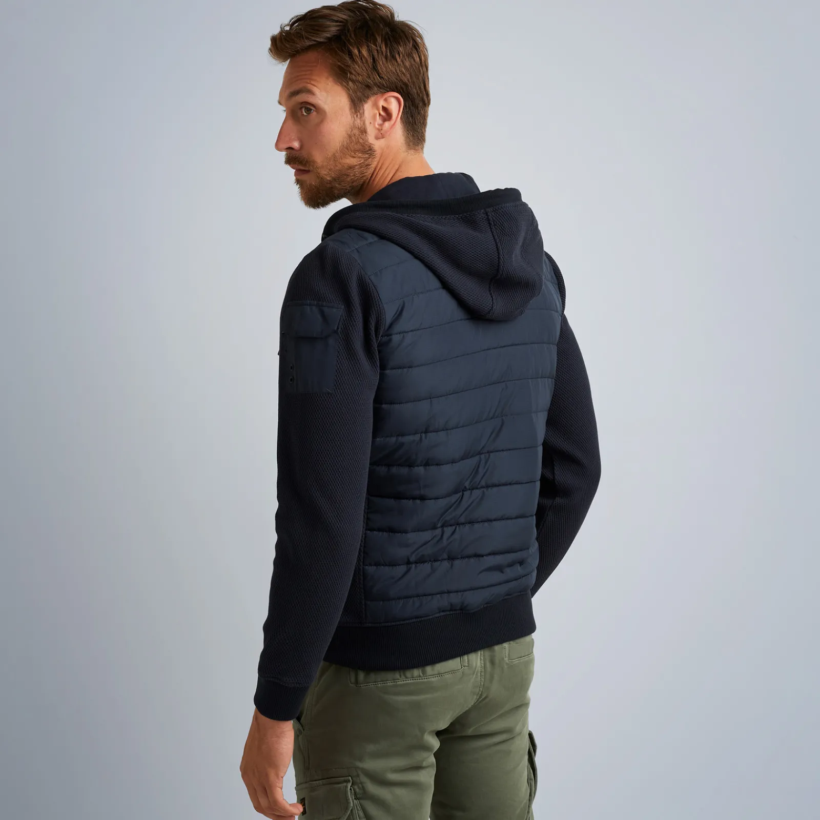 PME Legend Tops*Hybrid Jacket In A Material Mix Blue