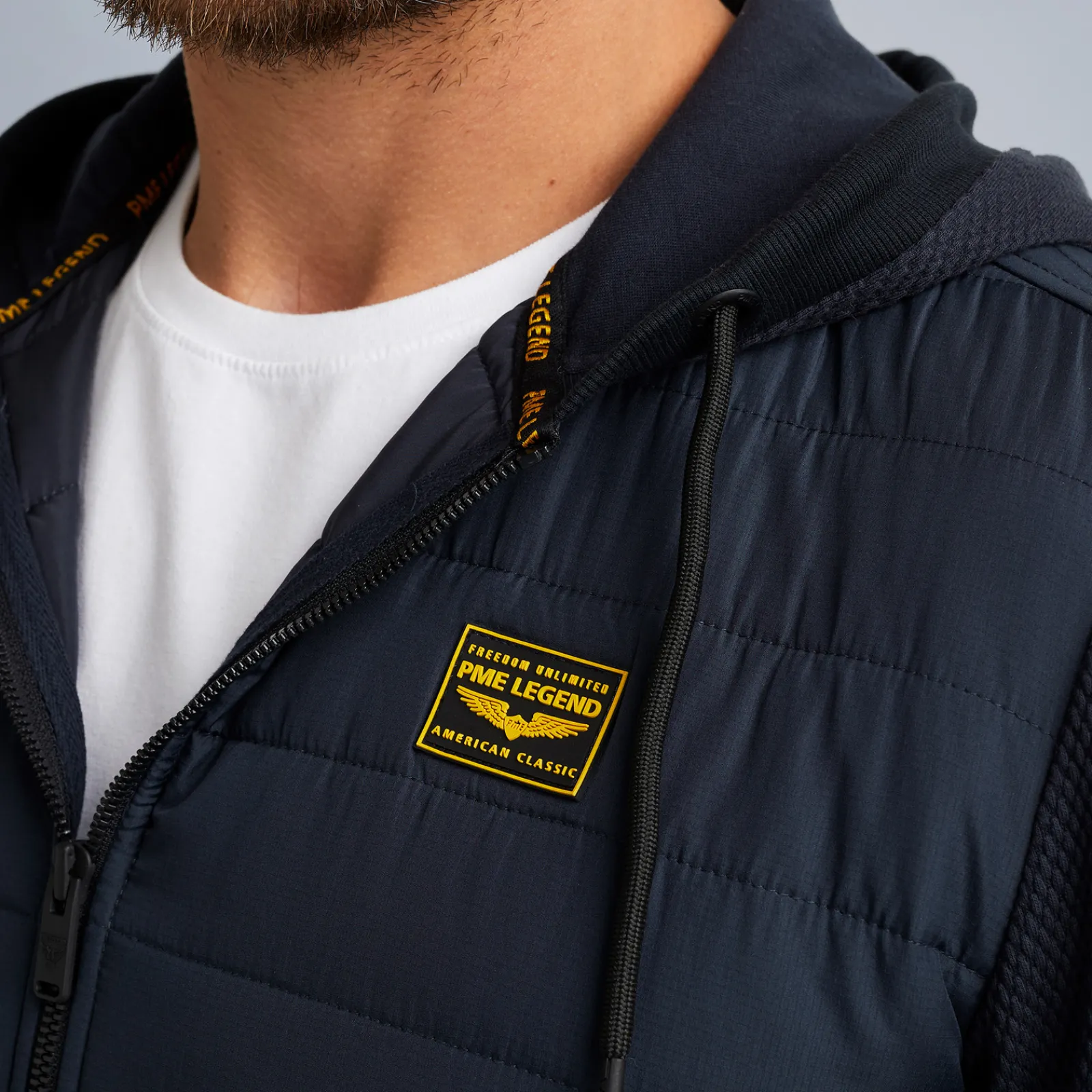 PME Legend Tops*Hybrid Jacket In A Material Mix Blue