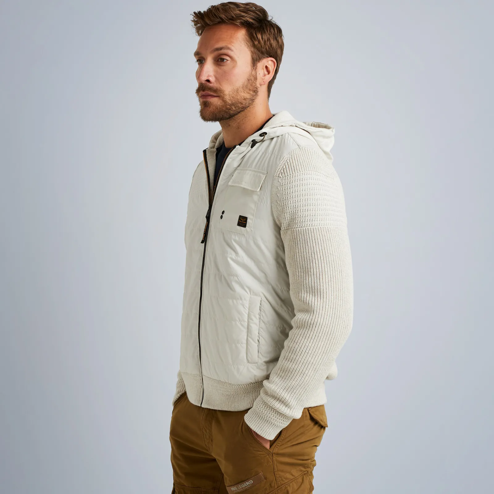 PME Legend Tops*Hybrid Jacket With Hood Beige