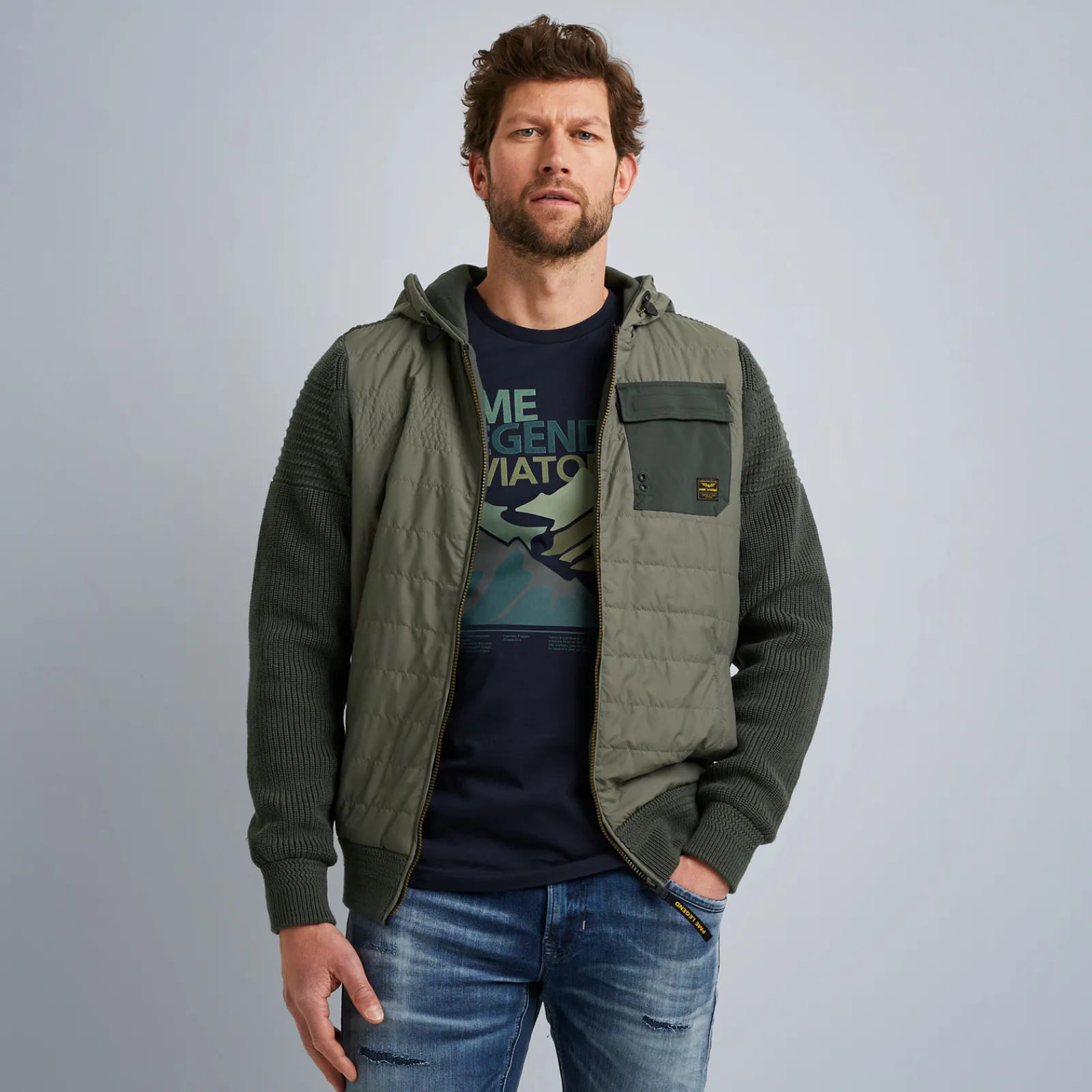 PME Legend Tops*Hybrid Jacket With Hood Green