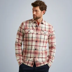 PME Legend Tops*Long Sleeve Shirt Ctn Yd Slub Check Red