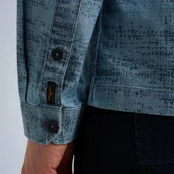 PME Legend Tops*Long Sleeve Shirt Print Vinai Ctn Chambray Blue