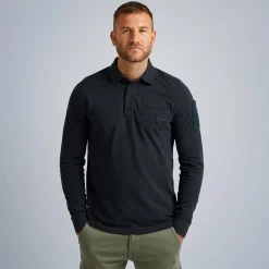 PME Legend Tops*Polo Shirt With Long Sleeves Blue
