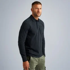 PME Legend Tops*Polo Shirt With Long Sleeves Blue