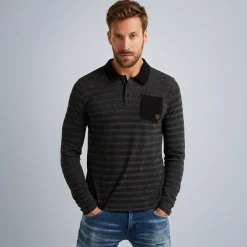 PME Legend Tops*Polo Shirt With Long Sleeves Grey