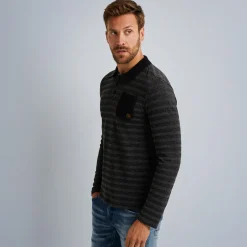 PME Legend Tops*Polo Shirt With Long Sleeves Grey