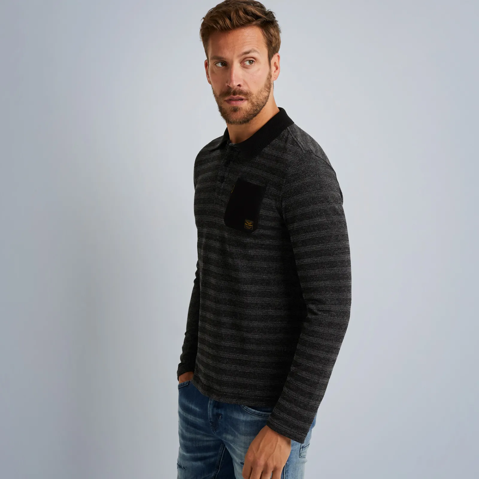 PME Legend Tops*Polo Shirt With Long Sleeves Grey