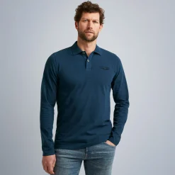PME Legend Tops*Polo Shirt With Long Sleeves Blue