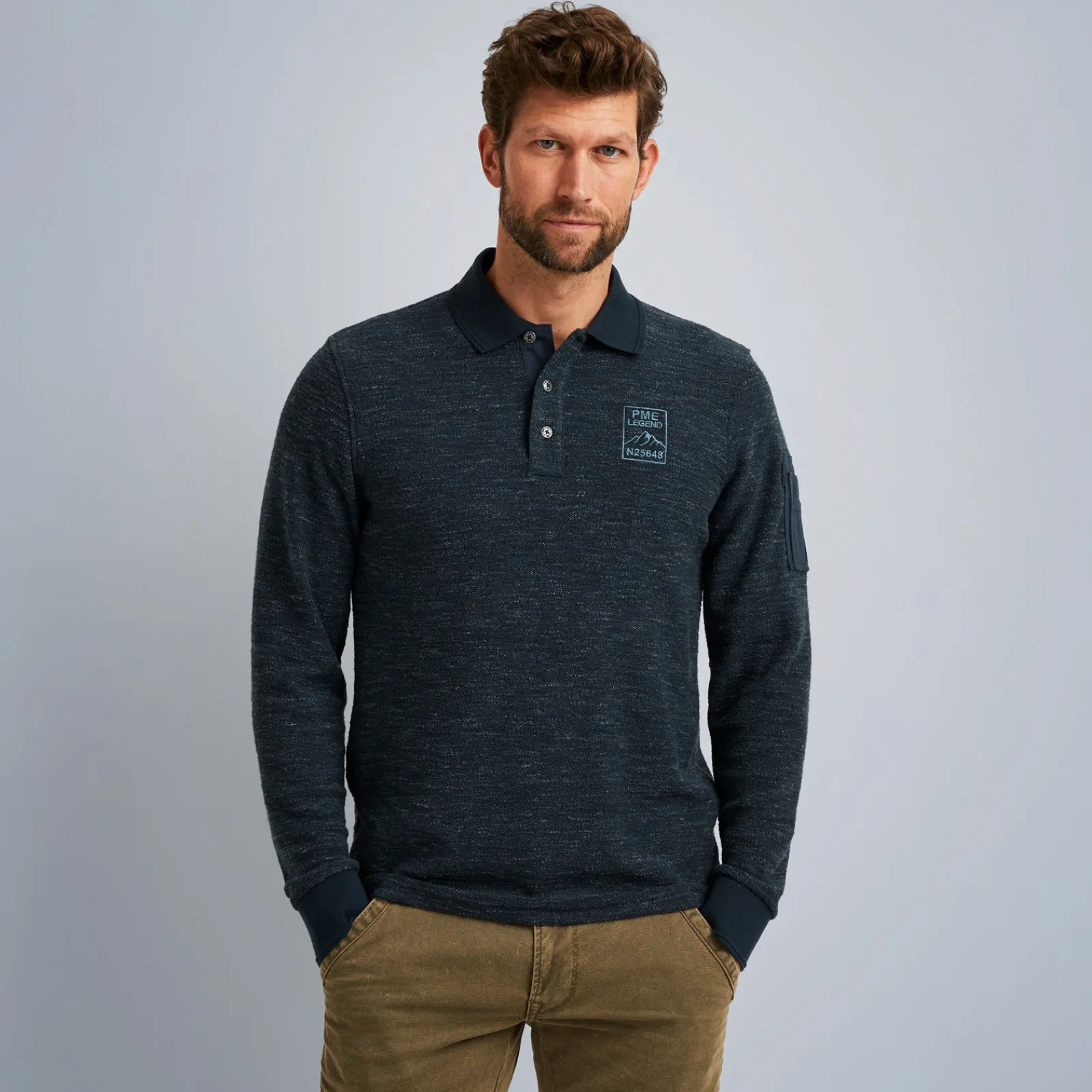 PME Legend Tops*Polo With Long Sleeves Blue