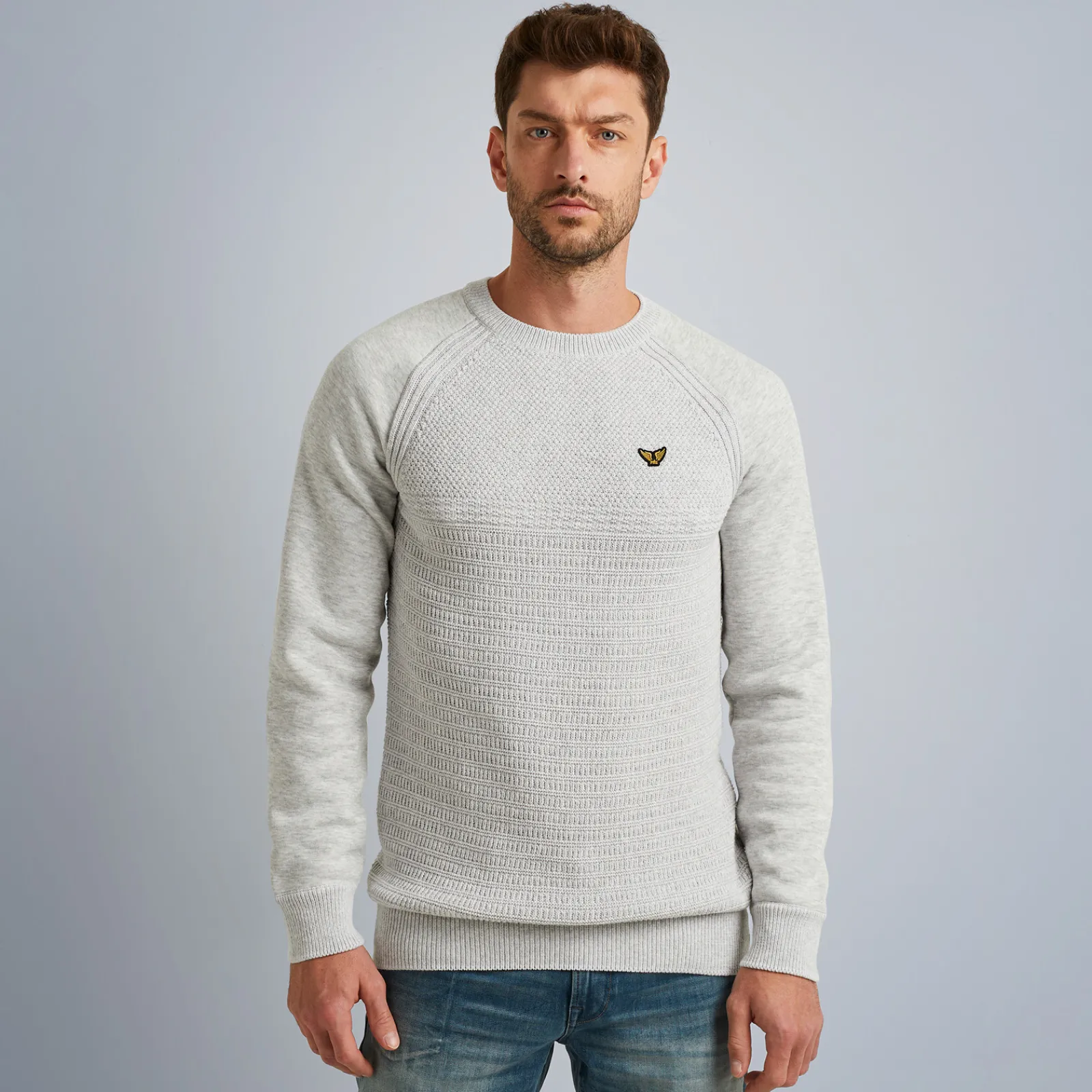 PME Legend Tops*Pullover In A Material Mix Beige