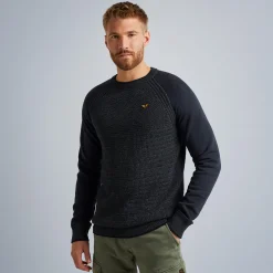 PME Legend Tops*Pullover In A Material Mix Blue