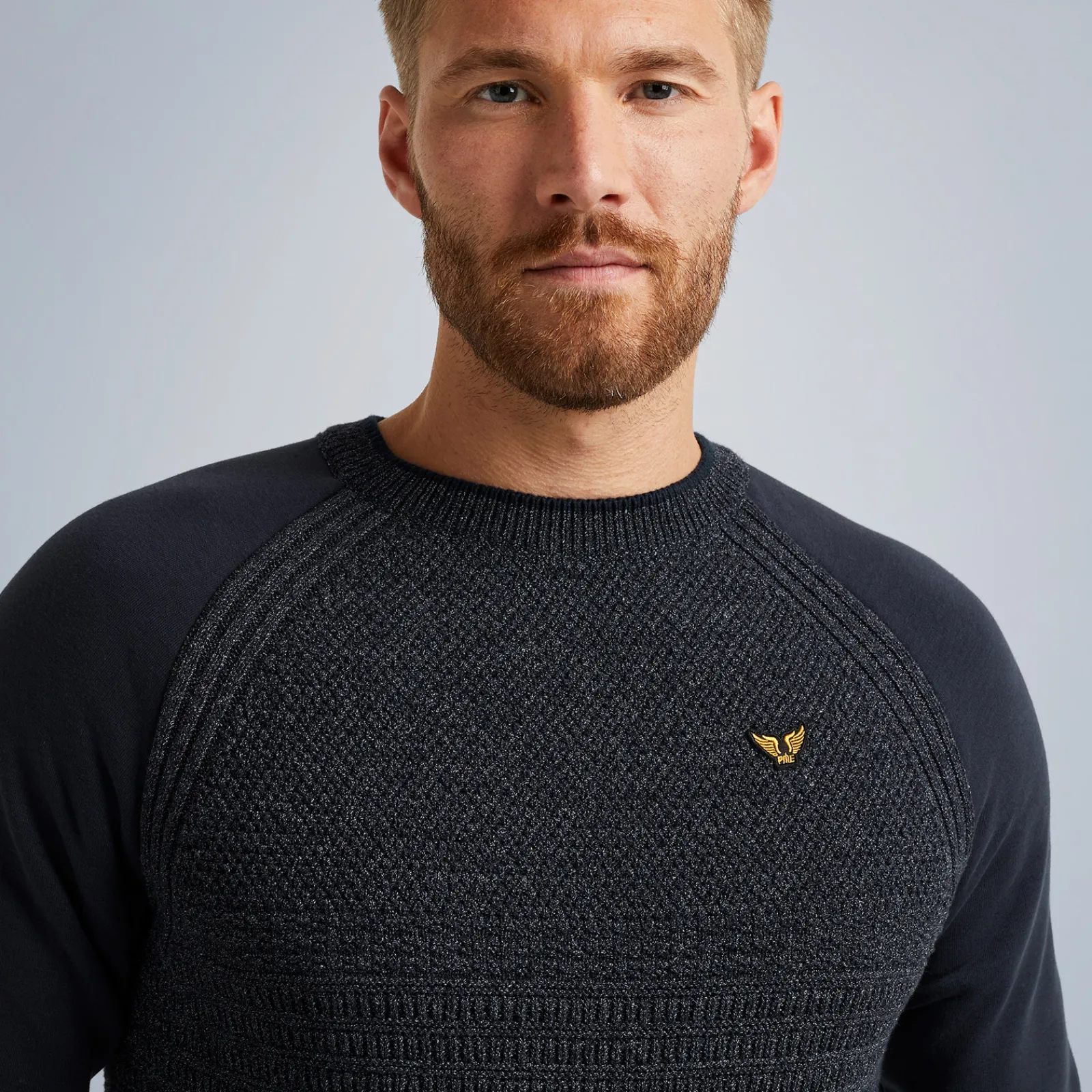 PME Legend Tops*Pullover In A Material Mix Blue