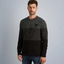 PME Legend Tops*Pullover With Cable Pattern Grey