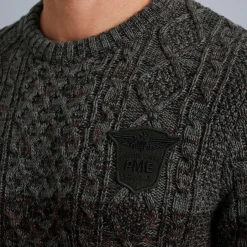 PME Legend Tops*Pullover With Cable Pattern Grey