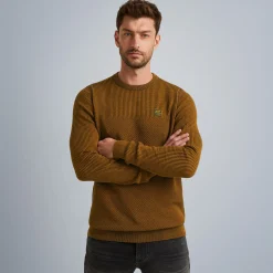 PME Legend Tops*Pullover With Different Textures Brown