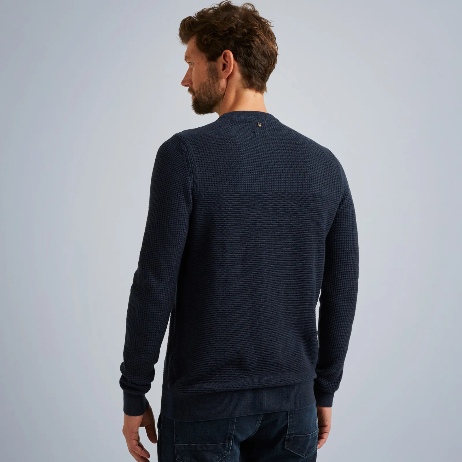 PME Legend Tops*Pullover With Different Textures Blue