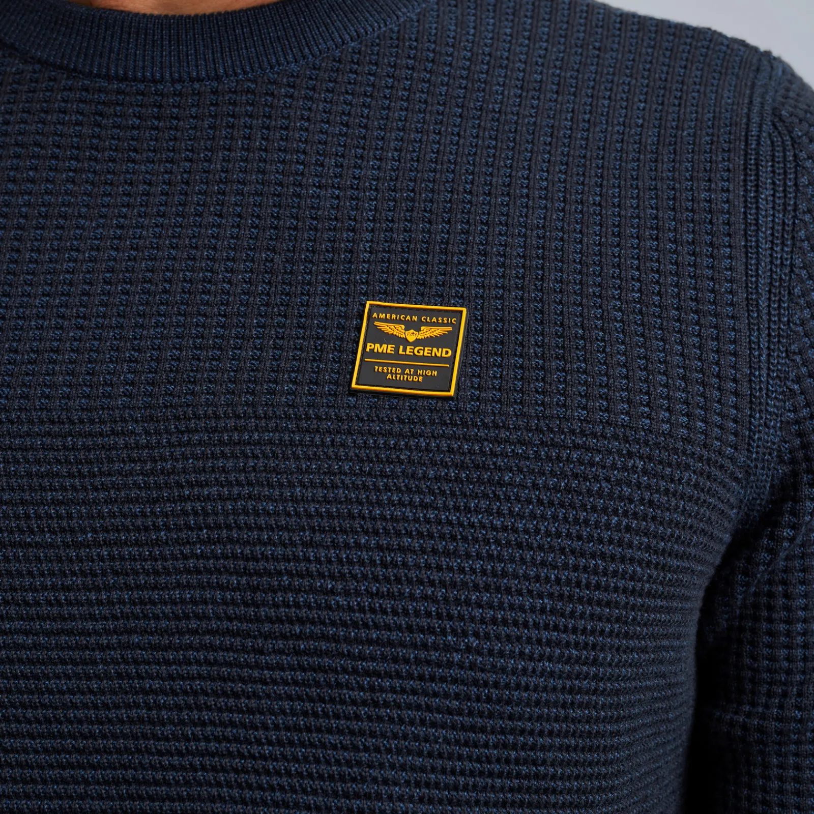 PME Legend Tops*Pullover With Different Textures Blue