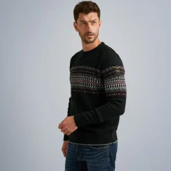 PME Legend Tops*Pullover With Fair Isle Pattern Grey