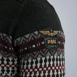 PME Legend Tops*Pullover With Fair Isle Pattern Grey