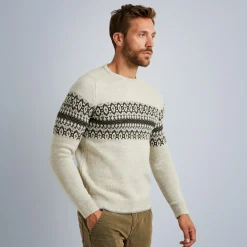 PME Legend Tops*Pullover With Fair Isle Pattern Grey