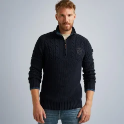 PME Legend Tops*Pullover With Half Zipper Blue