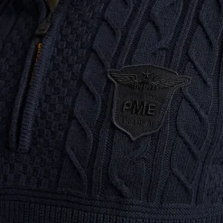 PME Legend Tops*Pullover With Half Zipper Blue
