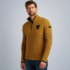 PME Legend Tops*Pullover With Half Zipper Brown