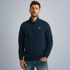 PME Legend Tops*Pullover With Half Zipper Blue