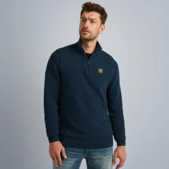 PME Legend Tops*Pullover With Half Zipper Blue