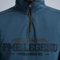 PME Legend Tops*Pullover With Half Zipper Blue