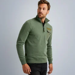 PME Legend Tops*Pullover With Half Zipper Green