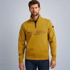 PME Legend Tops*Pullover With Half Zipper Brown