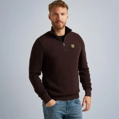 PME Legend Tops*Pullover With Half Zipper Brown
