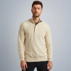 PME Legend Tops*Pullover With Half Zipper Beige