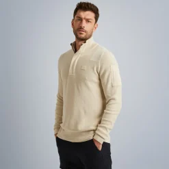 PME Legend Tops*Pullover With Half Zipper Beige