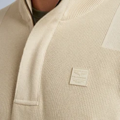 PME Legend Tops*Pullover With Half Zipper Beige