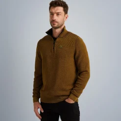 PME Legend Tops*Pullover With Half Zipper Brown